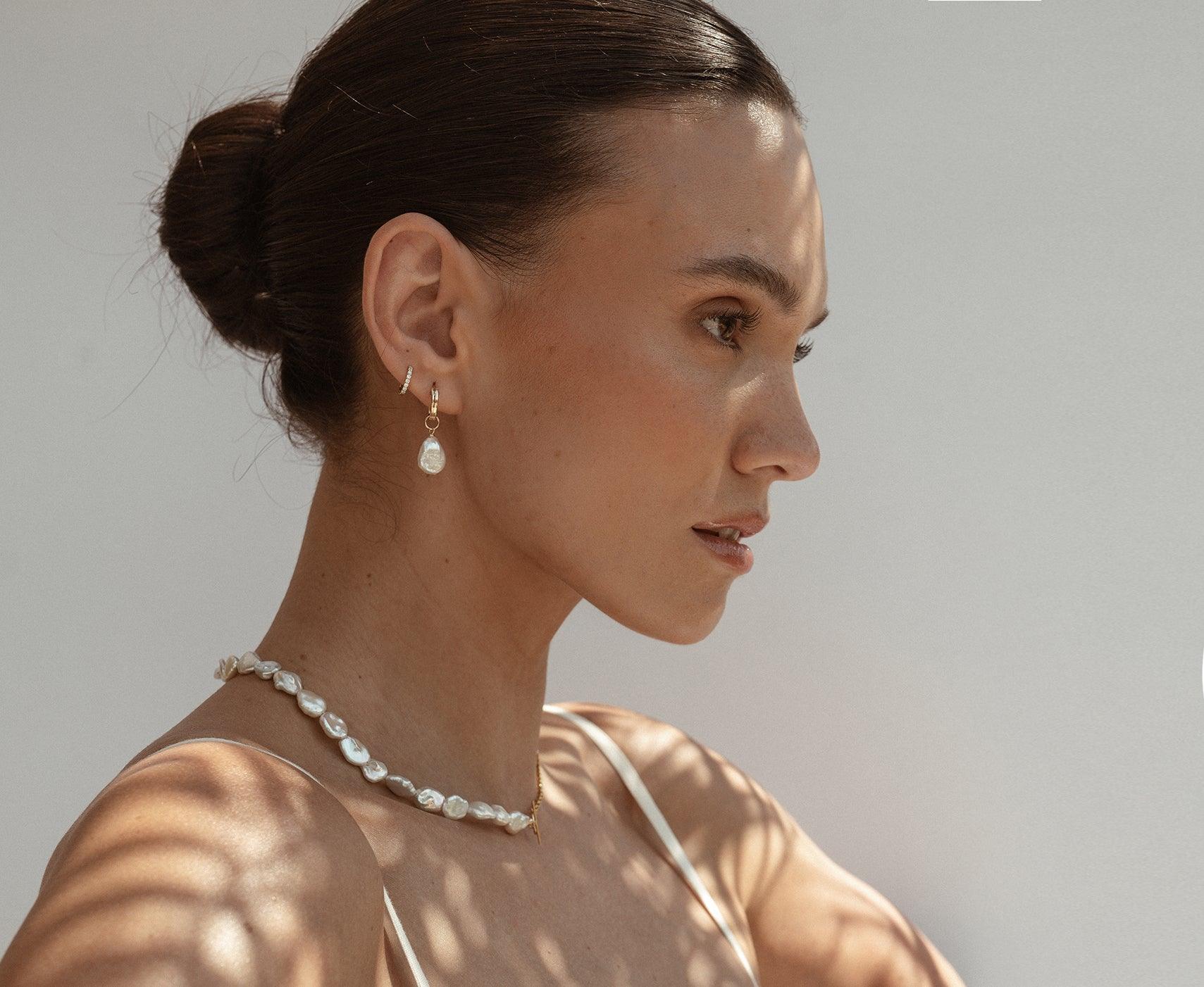 Layla Baroque Pearl 14k Gold Earrings - ELLA PALM