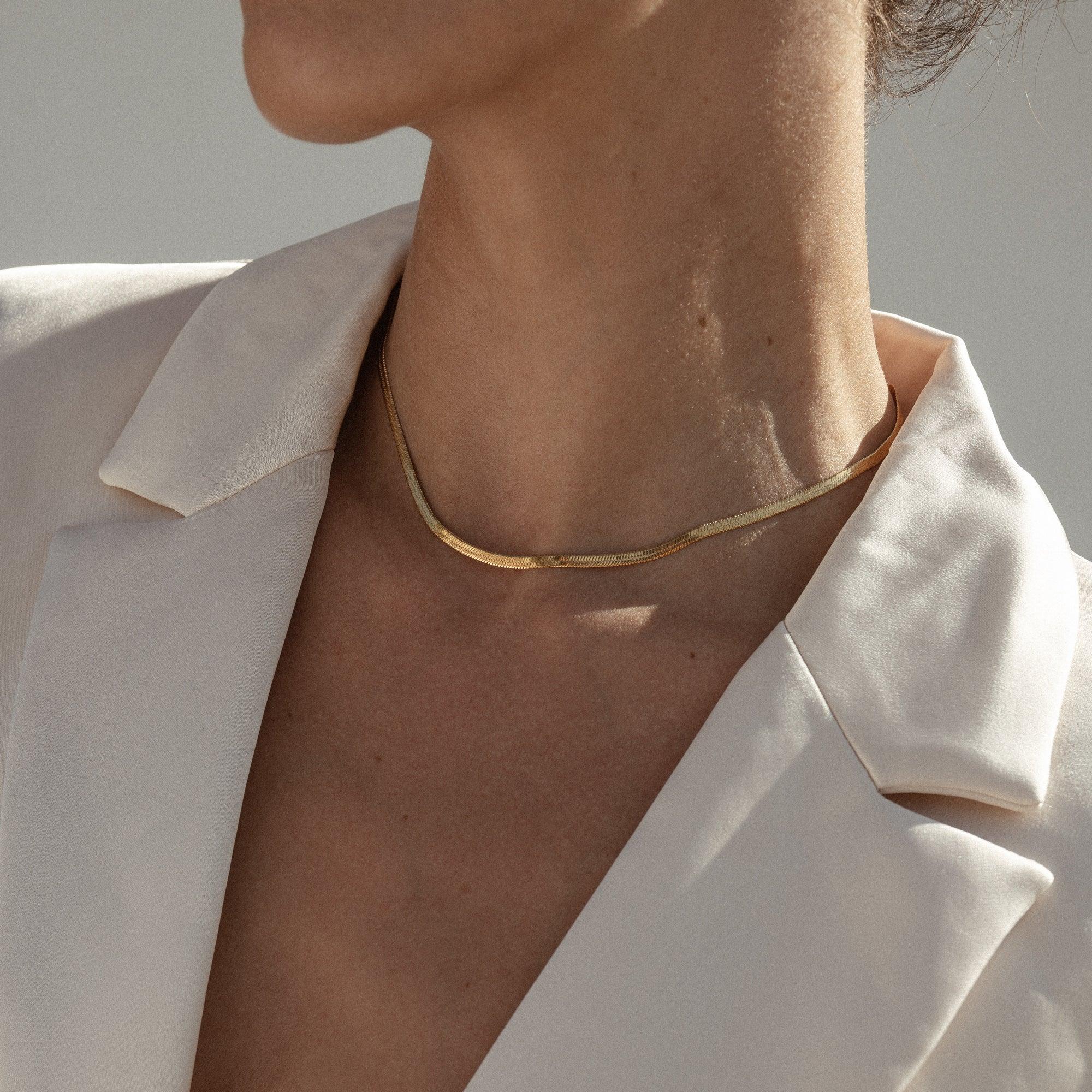 Kendra Snake Chain 14k Gold Necklace - ELLA PALM