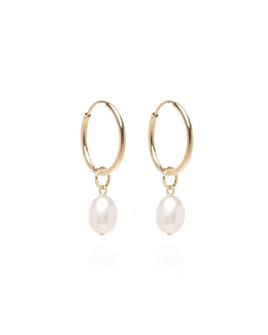 Lucia Rice Pearl Sleeper Gold Hoops