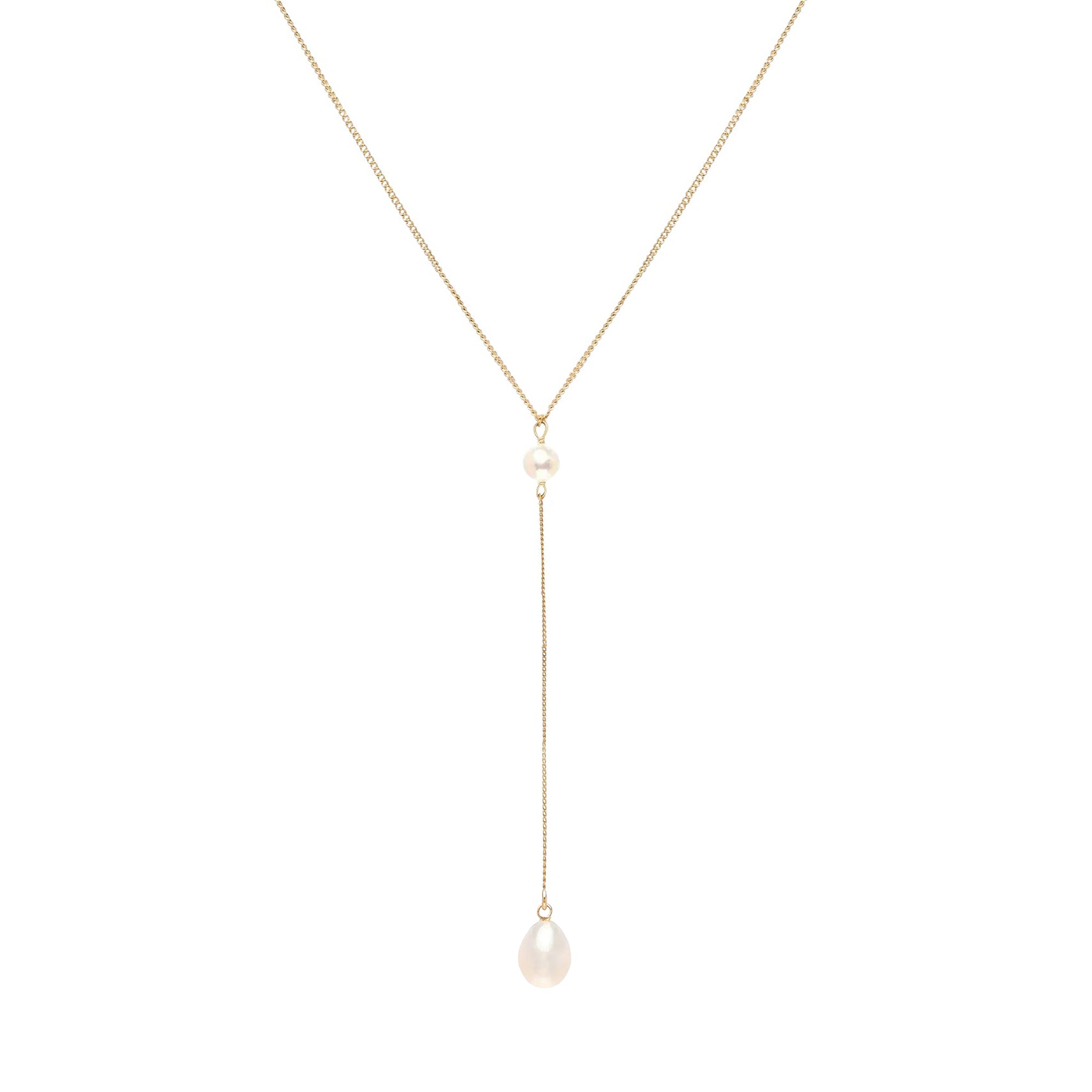 Cascade Pearl Lariat Y Gold Necklace