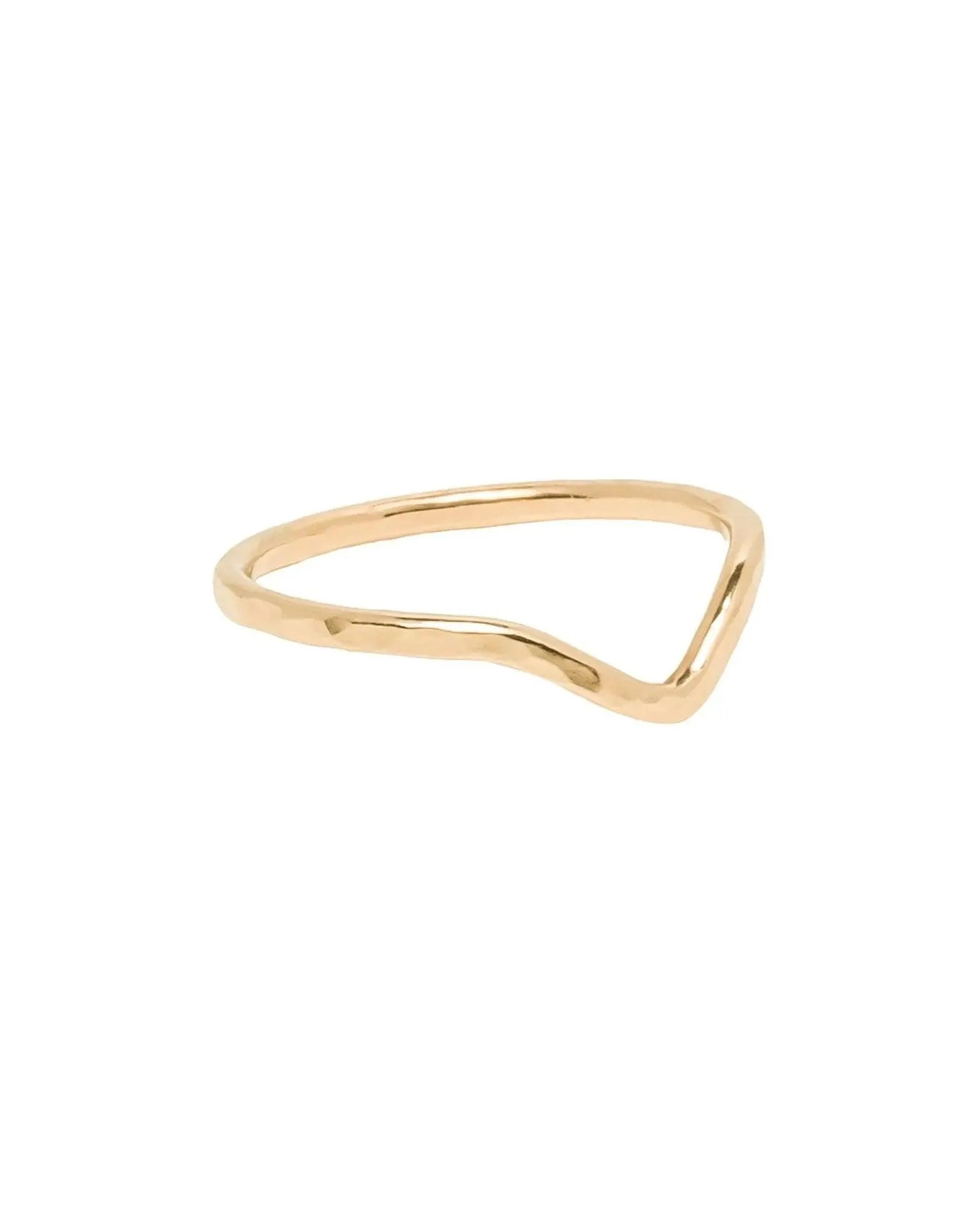 Alana Textured Gold V Ring - ELLA PALM