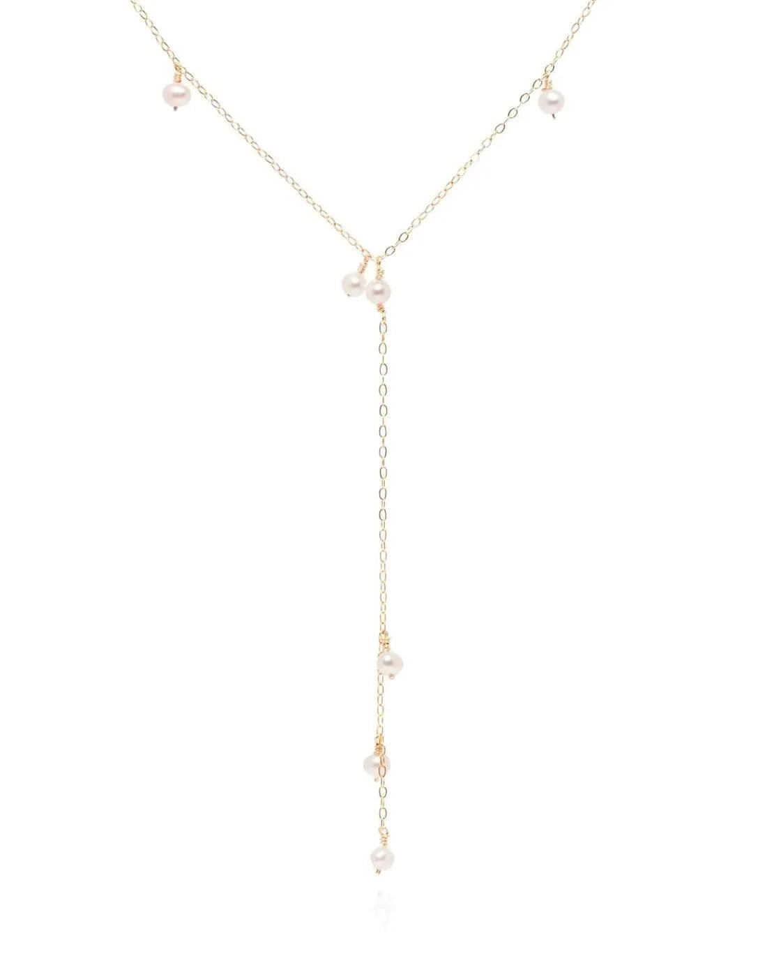 Ana Pearl Lariat Y Gold Necklace - ELLA PALM