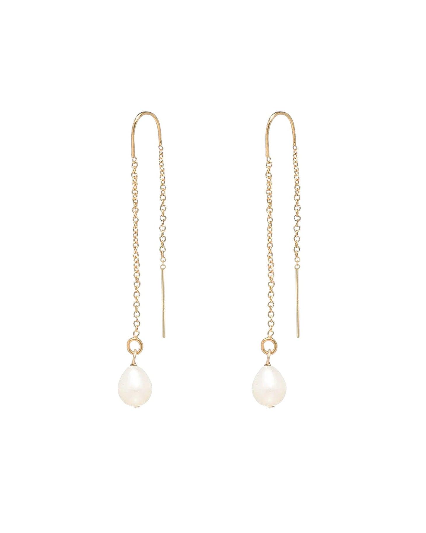 Anais Pearl Threader Gold Earrings - ELLA PALM