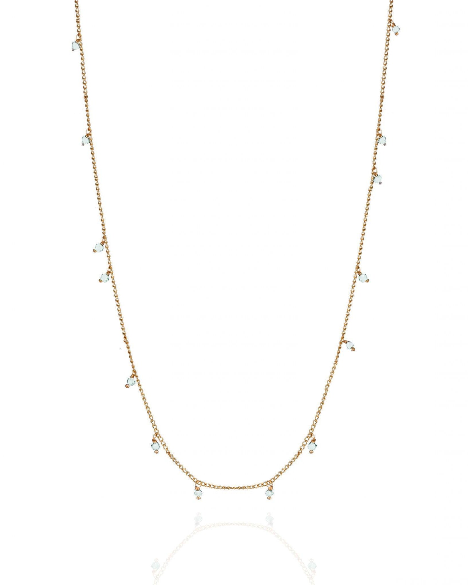 Aqua Marine Gemstone Scatter Gold Necklace - ELLA PALM