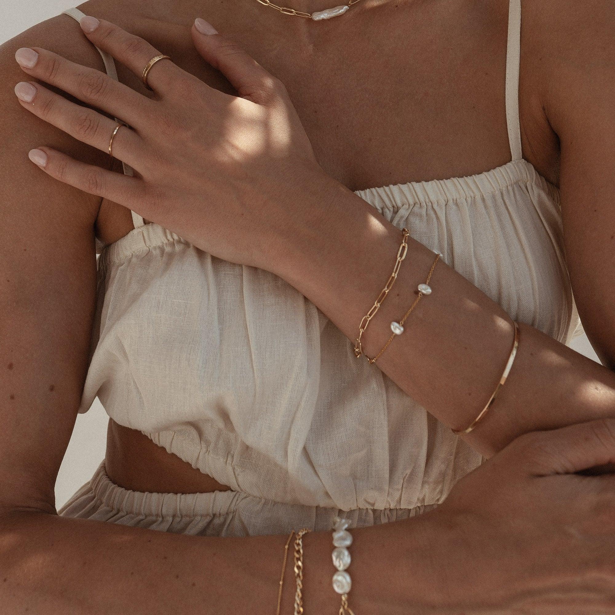 Cassis Keshi Pearl 14k Gold Bracelet - ELLA PALM