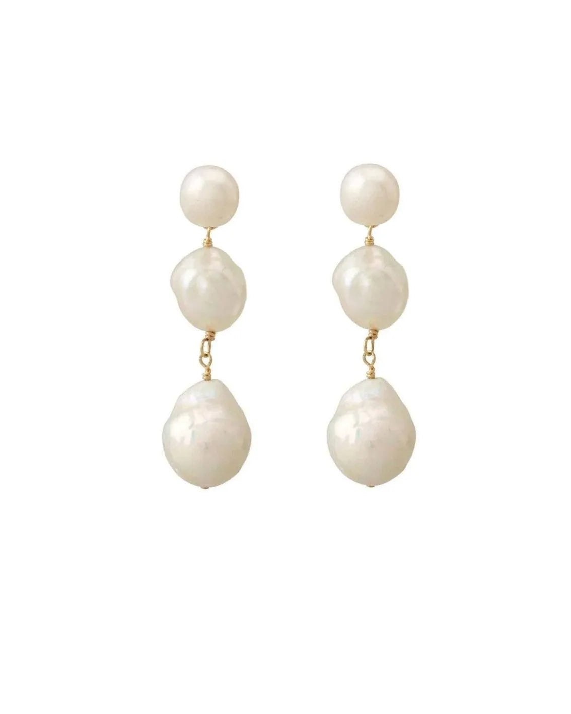 Eva Baroque Pearl Gold Drop Earrings - ELLA PALM