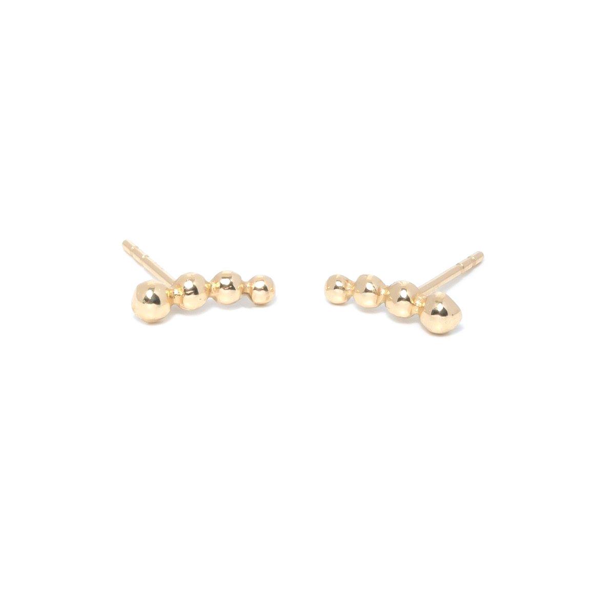 Everly Beaded Climber Solid Gold Studs - ELLA PALM