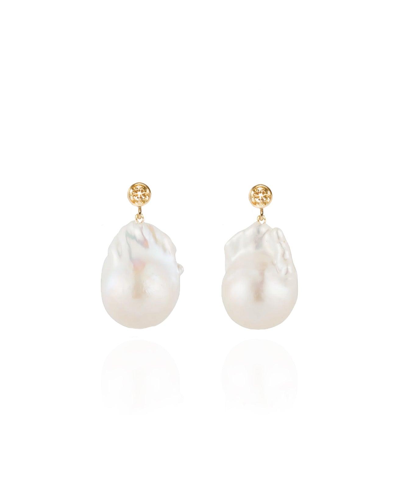 Gaia Baroque Pearl Drop Earrings - Citrine - ELLA PALM