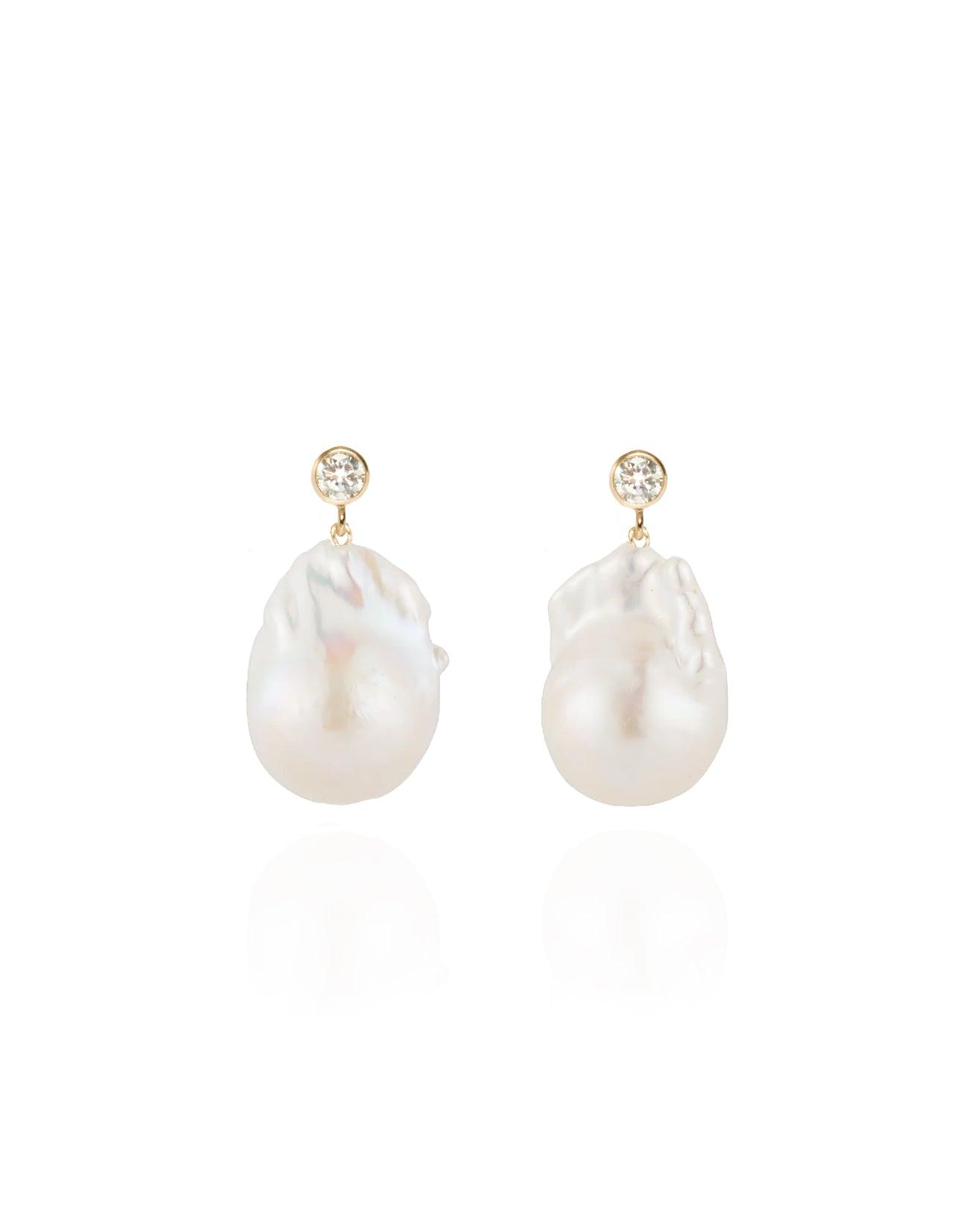 Gaia Baroque Pearl Drop Earrings - Topaz - ELLA PALM