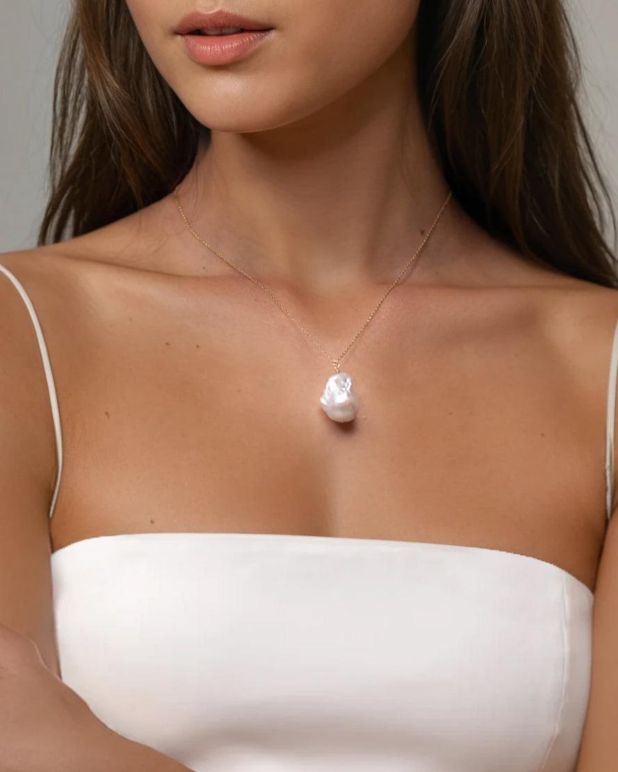 Gaia Baroque Pearl Gold Necklace - ELLA PALM