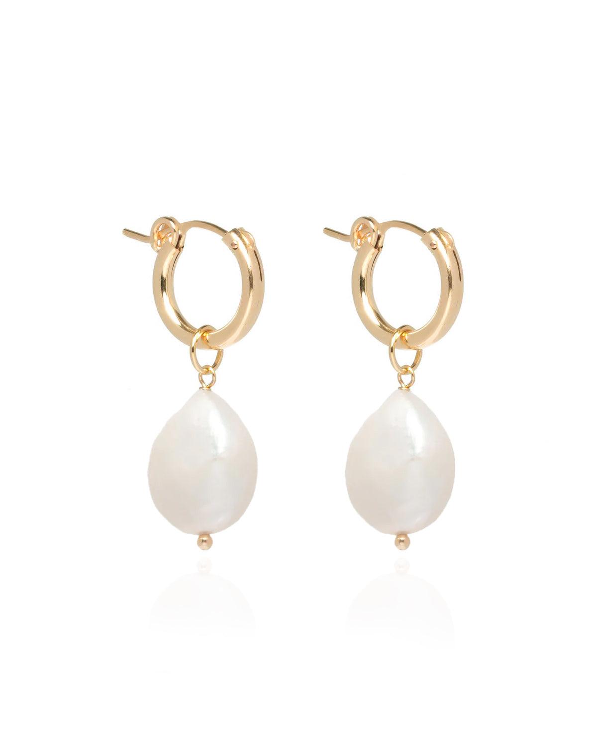 Layla Baroque Pearl Hoop Gold Earrings - ELLA PALM