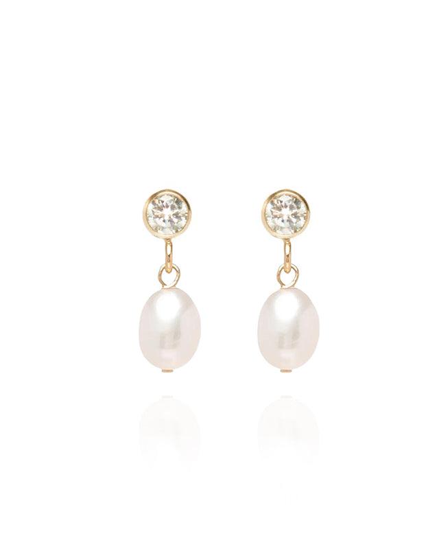 Lucia Rice Pearl Gold Studs - Topaz - ELLA PALM