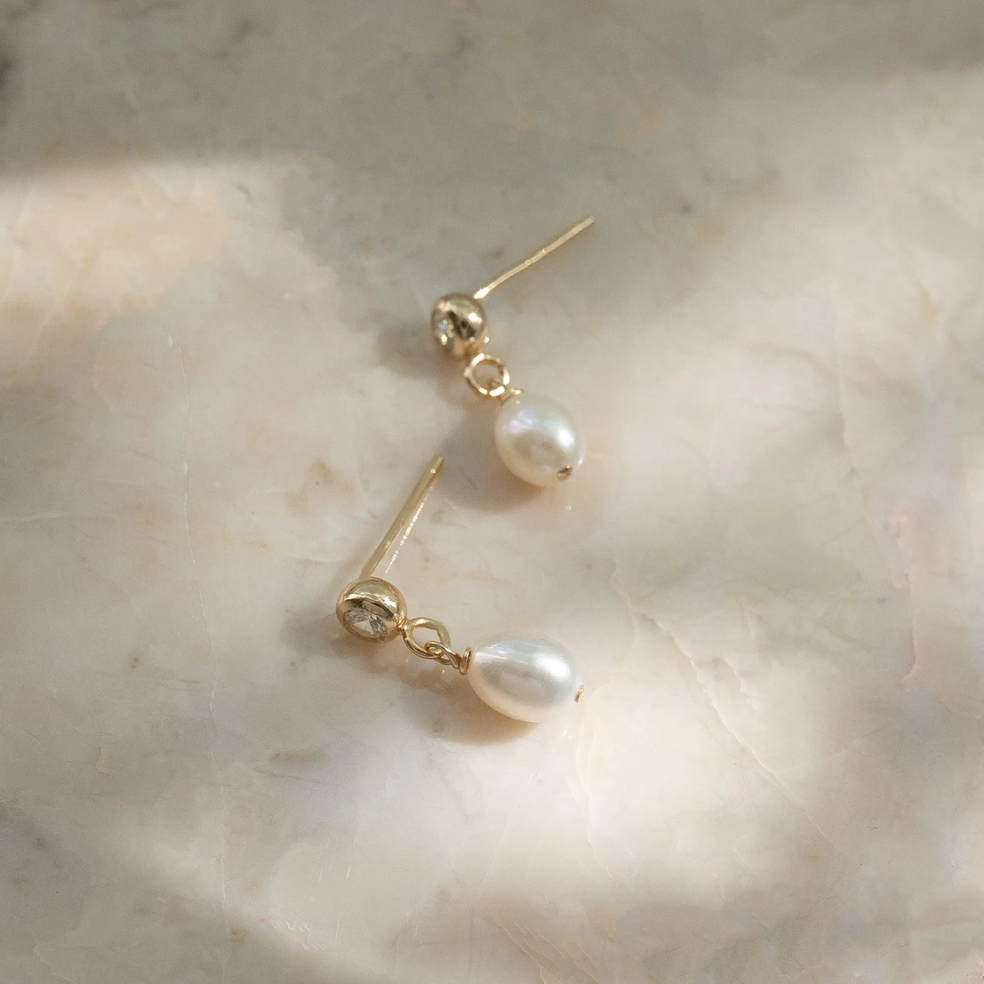 Lucia Topaz Pearl Studs - Luxe - ELLA PALM