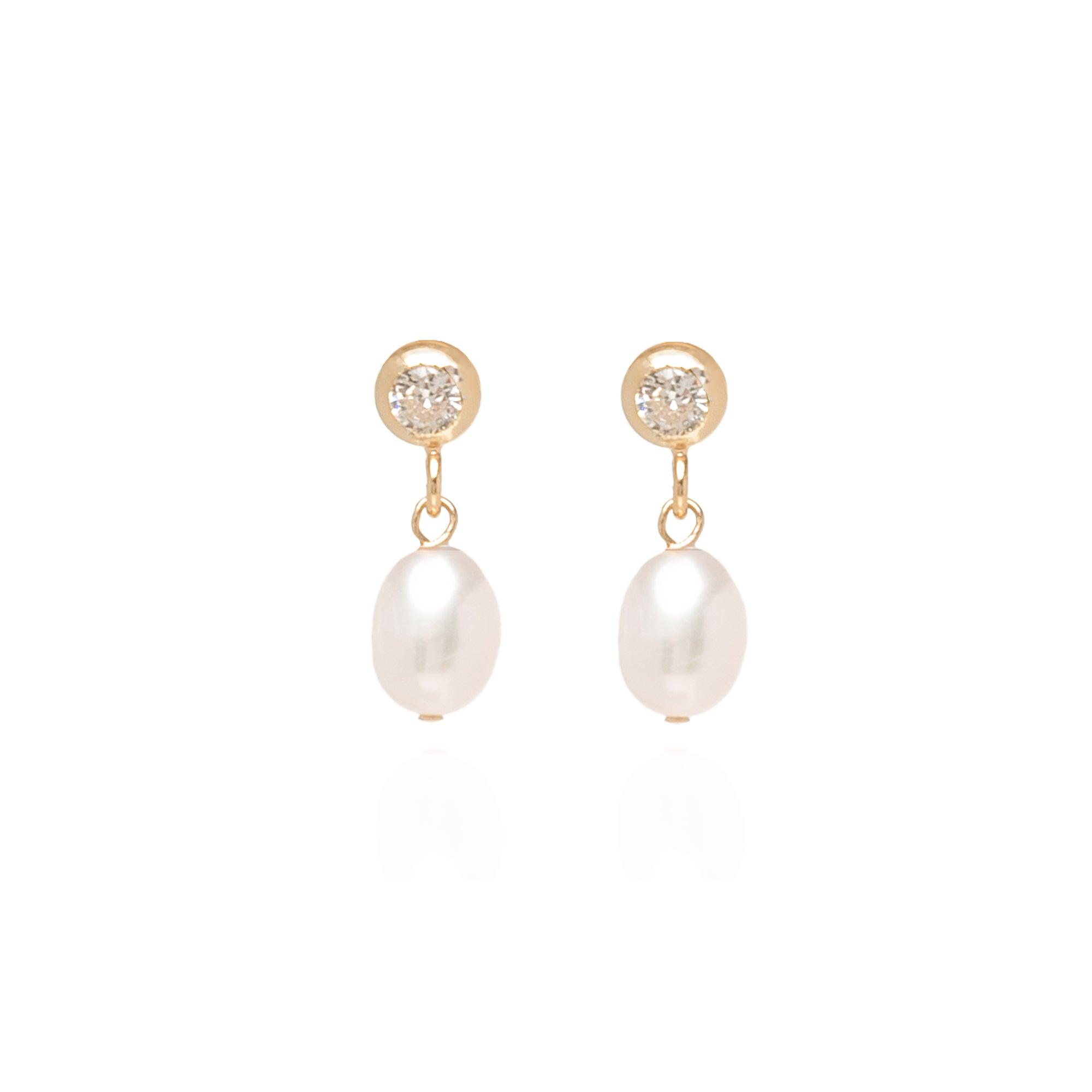 Lucia Topaz Rice Pearl 14k Gold Earrings - ELLA PALM