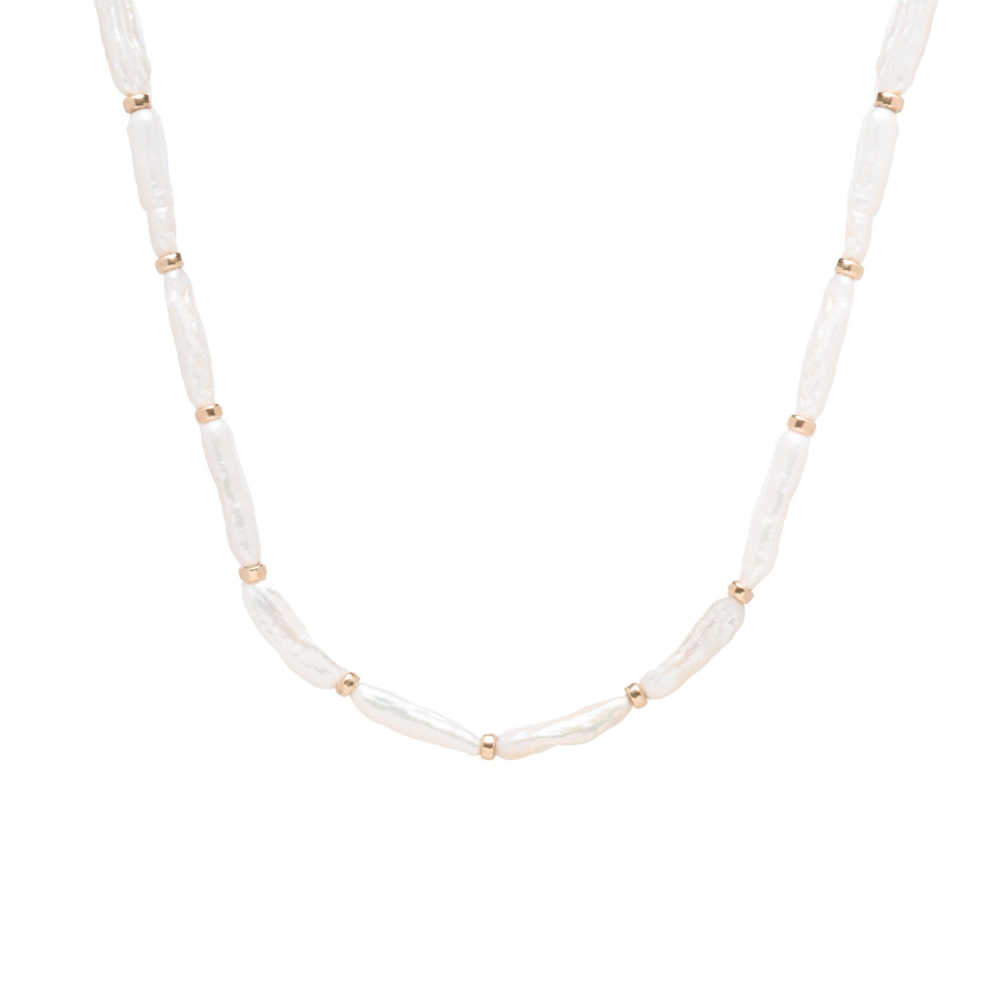 Nola Biwa Pearl 14k Gold Beaded Necklace - ELLA PALM