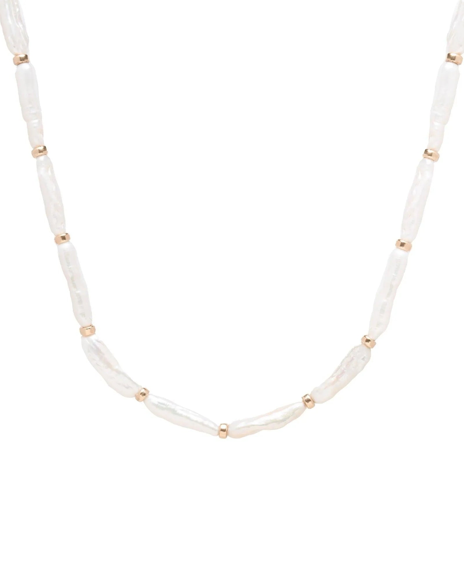 Nola Biwa Pearl Beaded Gold Necklace - ELLA PALM