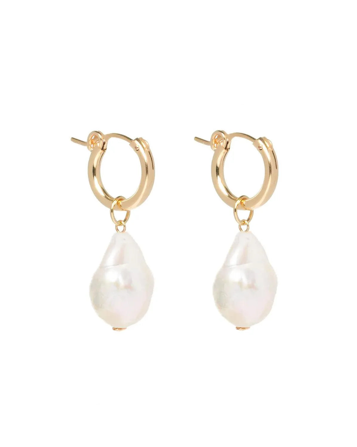 Palma Baroque Pearl Gold Hoops - ELLA PALM