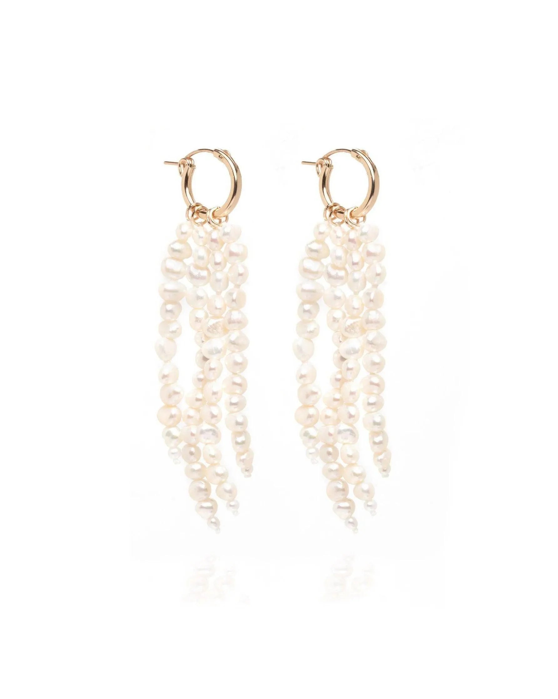 Sasha Pearl Gold Hoops - ELLA PALM