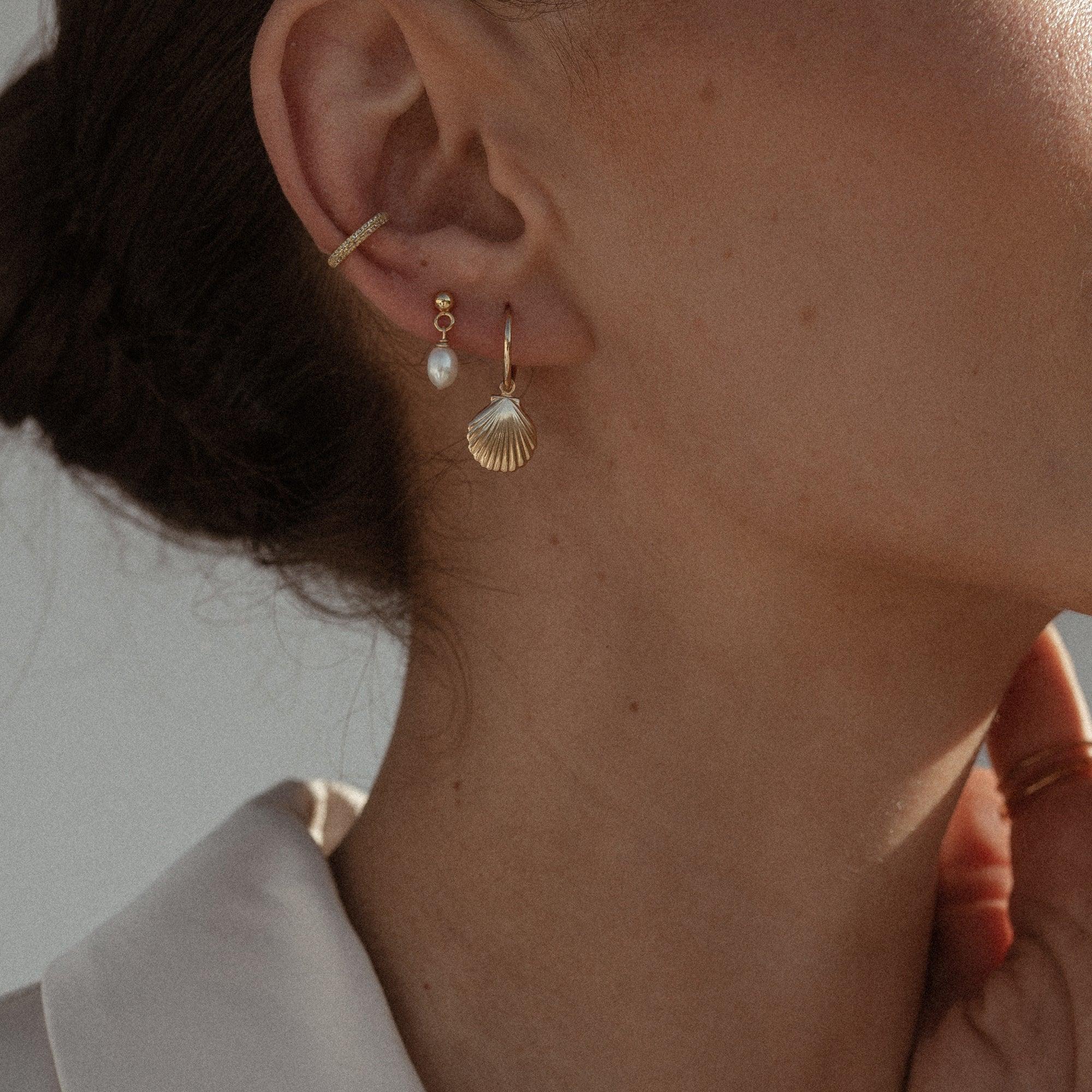 Sofie Pearl 14k Gold Earrings - Mini - ELLA PALM