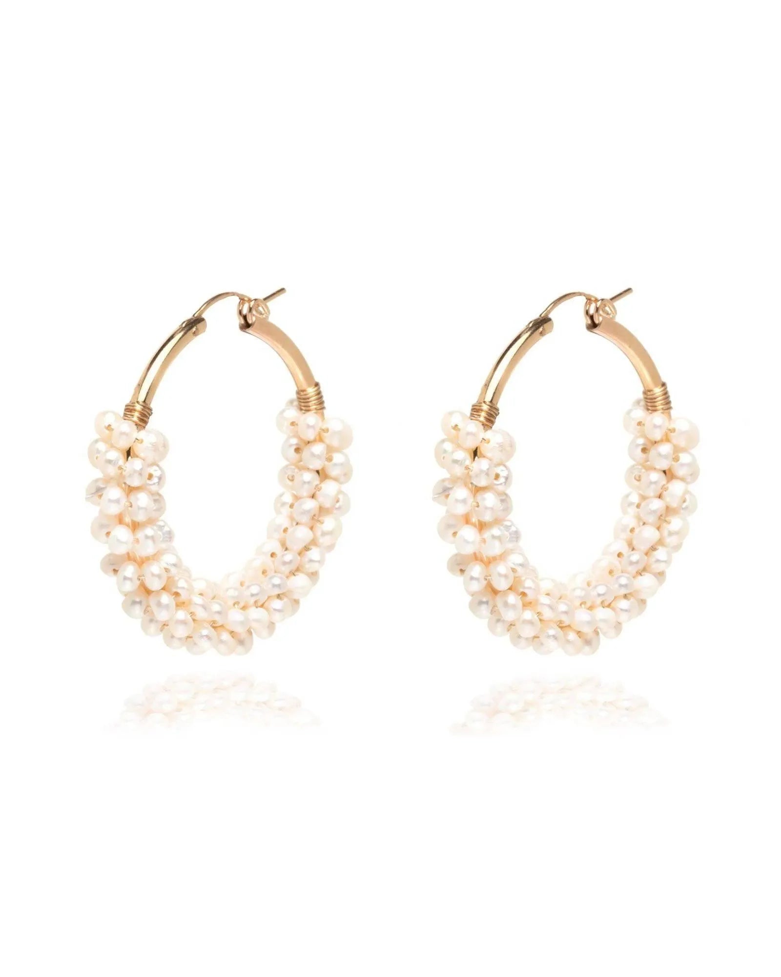 Polynesia Pearl Beaded Gold Hoops - ELLA PALM